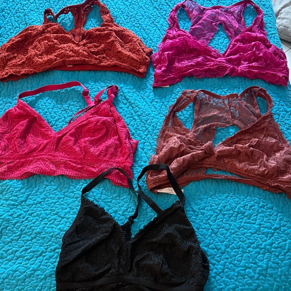 Auden Lace Bralette Collection - Black, Pink, Orange, Mauve